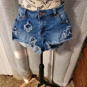SALVAJE denim distressed jean shorts sz 11